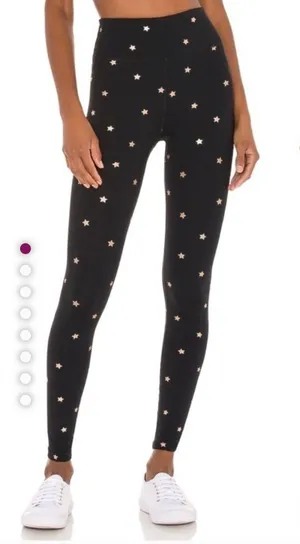 SPIRITUAL GANGSTER Black Leggings with Gold Stars Size Small thumbnail 1