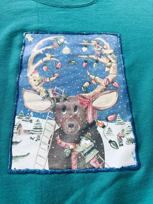 Vintage 90s Lee Sturdy Sweats "Heavyweight" Reindeer Christmas Sweatshirt Large thumbnail 1