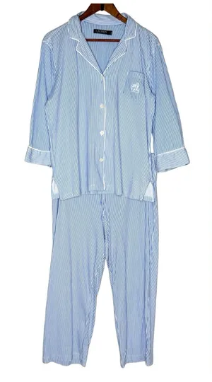 LRL Ralph Lauren Pajama Women's Size L Cotton 3/4 Sleeve Capri Pant Matching Set thumbnail 1
