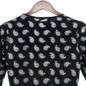 MICHAEL KORS Black/Silver Foil Paisley Flounce Shift Dress Bell Sleeves Size S thumbnail 15