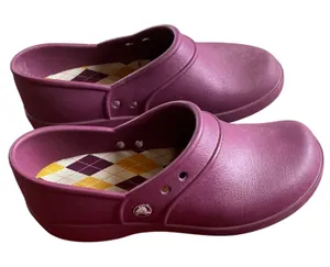 Crocs Alice Work Clogs Womens 8 Purple Burgundy Mules Slip Resistant Shoes thumbnail 1