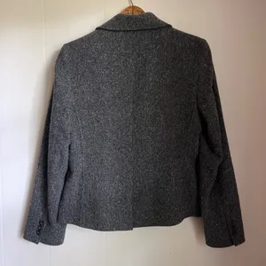 LL Bean Grey Herringbone Tweed Wool Silk Blazer Riding Jacket Heritage Classic thumbnail 7