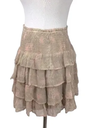 Chan Luu tan floral ruffle skirt size medium thumbnail 1