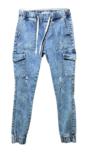 Celebrity Ace Pull On Distressed Denim Cargo Jogger‎ Pants 9/29 Elastic Waist thumbnail 1