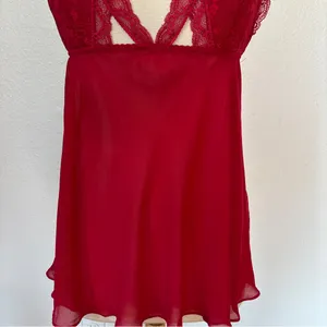 Ambrielle Solid Red Lace Chemise Size L thumbnail 3