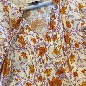 Universal Thread orange pink bohemian floral puff sleeve dress xs thumbnail 10