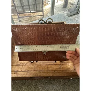 Vintage Vivace Brown Croc Embossed Leather Envelope Clutch Purse‎ Korea 11" EUC thumbnail 6