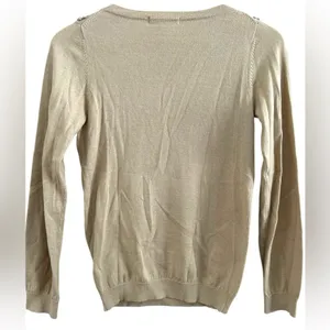 Boden Women's Tan Sand Embellished Beaded‎ V Neck Wool Blend Sweater Size 2 XS thumbnail 2