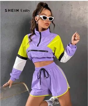 SheIn Purple shirts and jacket set thumbnail 1