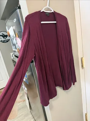 Ann Taylor Open-Front Layering Cardigan - Plum / Burgundy - Medium thumbnail 4