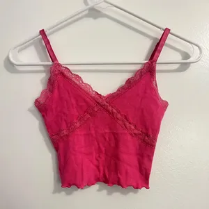 Laced Cropped Cami Pink thumbnail 1