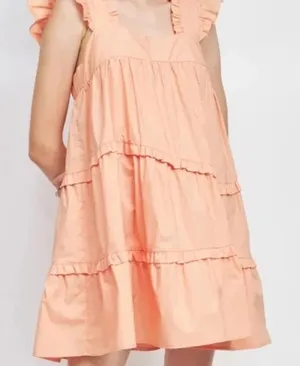 En Saison Peach Ruffle Midi Dress Orange Size L thumbnail 1