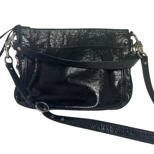 Coach Zoe Hobo Bag Womens Large Black Crinkled Patent Leather F15478‎ thumbnail 2