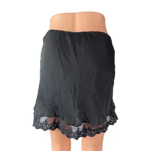 Urban Outfitters Out From Under Black Floral Lace Trim Mini Slip Skirt Size M thumbnail 4