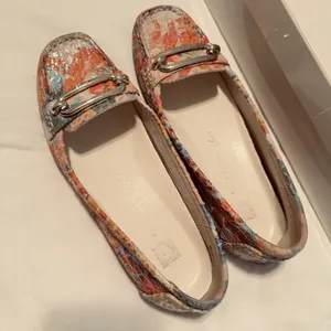 Anne Klein Flex Pink Snakeskin‎ Loafers Women’s 6M silver buckle mocassin flats thumbnail 3