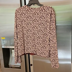 💕THE GREAT💕 The Long Sleeve Sleep Tee ~ Maroon Shadow Floral Size 3 Large NWT thumbnail 7