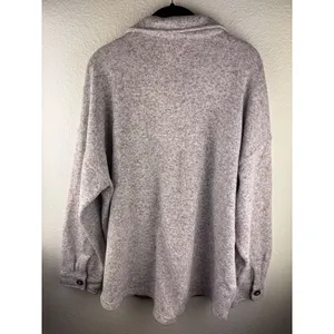 Madewell MWL (Re)sourced Sweater Fleece Shirt-Jacket Shacket Oversized XL‎ Gray thumbnail 5