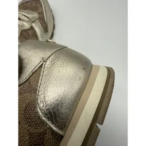 Coach C118‎ Runner Womens Size 8.5 Gold Brown Monogram Metallic Lace Up Sneakers thumbnail 2