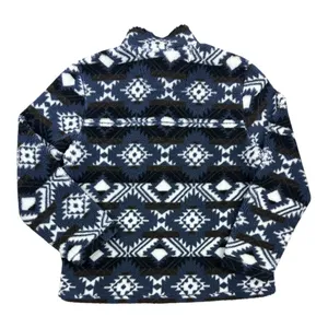 Mountain and Isles Aztec Print 1/4 Zip Fleece Pullover Blue Black Mock Neck M thumbnail 8