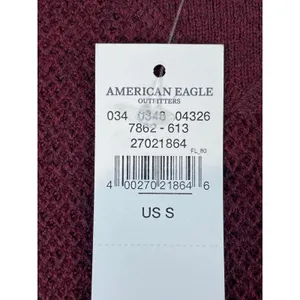 American Eagle Sweater Size S Burgundy Knit Crew Neck Long Sleeve Rib Trim NWT thumbnail 8