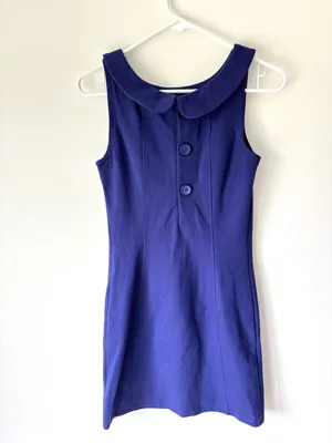 Boden Royal Blue Peter Pan Collared Sheath Mini Dress Preppy Sleeveless thumbnail 6