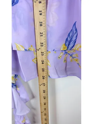 Peppermayo Viviana Mini Dress Lavender Floral Ruched Strapless Ruffle US 6 thumbnail 8