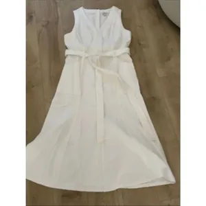 Sundance Poppy Denim Midi Dress Belted A-Line Pockets Boho, White, Size 12, NWOT thumbnail 4