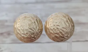 Vintage Clip On Earrings Light Golden Tone Large Chunky Statement 1 & 3/8" thumbnail 1