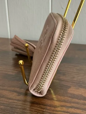 Rare Vintage HTF Pink Leather Zip Around Tory Burch Small Keyring Wallet thumbnail 4
