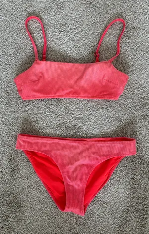 Aerie Coral Pink Bikini Set Medium thumbnail 1