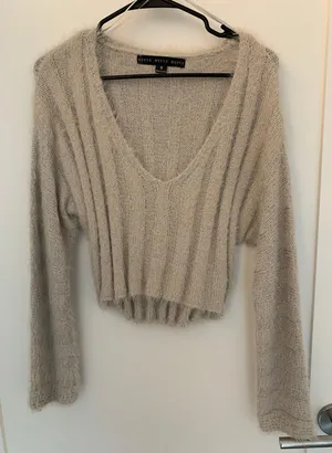 Sparkly Nude Cropped Sweater  thumbnail 1