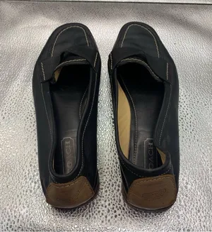 Vintage Coach Slip On Chunky Loafers women Size 6.5B Black leather F5 thumbnail 6