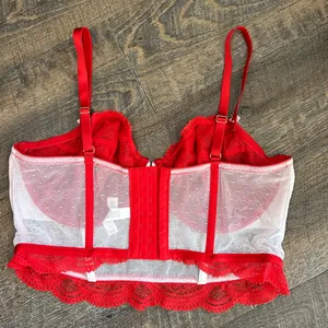 Auden Red & White Lace Underwire Bustier Longline Bra Size‎ XL thumbnail 4