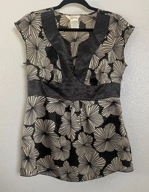 Y2K Babydoll Top Large Satin Bohemian Boho Chic Fairy Casual Summer Feminine‎ thumbnail 1