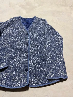 Easel Blue Paisley Quilted blue button Jacket large thumbnail 6