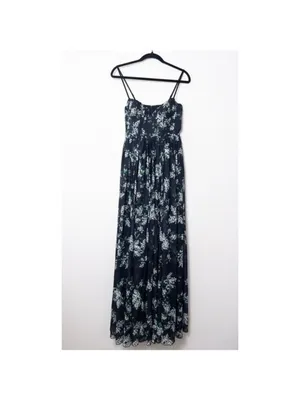 Sau Lee Georgina Gown 14 Floral Black Maxi Chiffon Pleated Aline Bodice thumbnail 10
