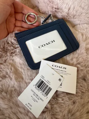 Coach Mini ID Card Case Signature Denim CAN65 NWT Deep Blue Multi thumbnail 2