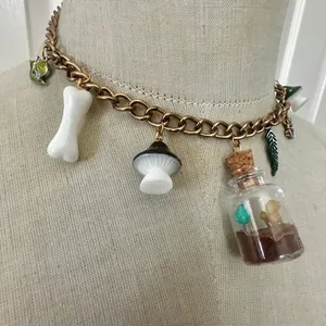 Whimsical Charm Choker Necklace Cottagecore Fairycore Frog Mushroom Terrarium thumbnail 2