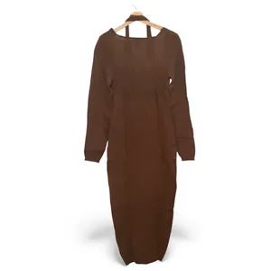 PrettyLittleThing Brown Long Sleeved Knit Dress/a Halter Style Keyhole Neck Xl thumbnail 6