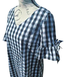 J. Crew Factory‎ NWT Gingham Dress V-Neck Tie Sleeve Black White Size S thumbnail 5
