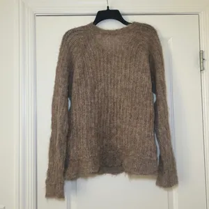 Brazeau Tricot Alpaca Blend Fuzzy Open Knit Sweater Taupe Brown Size 3 L thumbnail 5