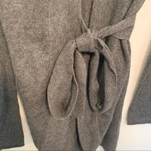 Rhys Dwfen Women's Size Small Wrap Cardigan Sweater Dark Gray 100% Cashmere thumbnail 4