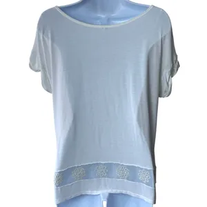Free People White Floral Sheer Top Lightweight Fairy Festival Boho Feminine S thumbnail 6