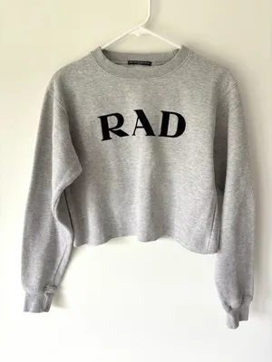Brandy Melville Gray Rad Cropped Crew Neck Sweatshirt Y2K Streetwear Casual thumbnail 1