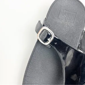 FIT FLOP Black Silver Buckle Thong Flip Flops 8 Beach Summer Spring thumbnail 6