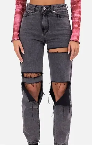 Adika Black Distressed Jeans Women’s Large thumbnail 1
