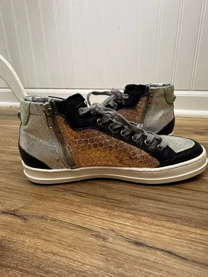 P448 Women's Skate High-Top Copper-Gold Sequin/Snakeskin Sneakers - Size - 39 thumbnail 4