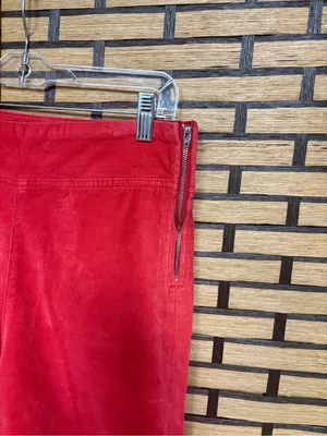 Free People Coral/Red In My Feelings Velvet Crop Flare Pants Size Medium thumbnail 4