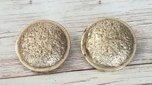 Vintage Clip On Earrings Aged Gold Tone Textured Circle thumbnail 1