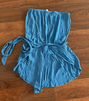 Elan Strapless Blue Romper thumbnail 1